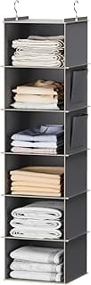YOUDENOVA Hanging Closet Organizer and Storage, 6-Shelf Closet Hanging Storage Shelves, Grey