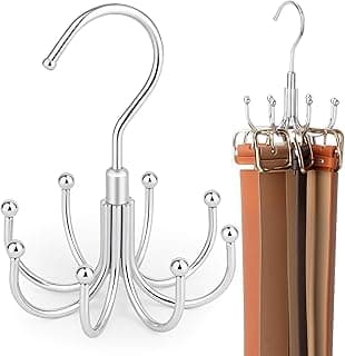 ZEDODIER Belt Organizer for Closet, Heavy-Duty Rotating Belt Hanger Rack Holds up to 24 Belts, Hanging Space Saving Metal Belt Holder for C...
