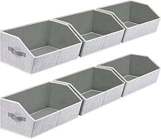 Homsorout Closet Organizers Bins 6 Packs - Large Closet Shelf Organizer with Handles, Fabric Trapezoid Storage Bins, Collapsible Storage Cu...