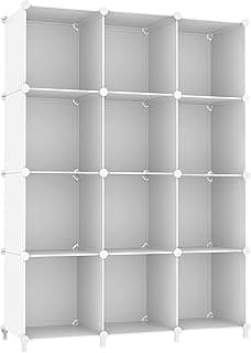AWTATOS Cube Storage Organizer Storage 12 Cube Bookshelf DIY Plastic Closet Clothes Storage Shelves with Wooden Mallet, Stackable Storage S...