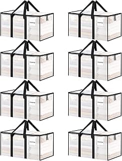 8 Pack Extra Large Heavy Duty Moving Bags, Clear Storage Bins with Lids, Reinforced Handles & Heavy-Duty Zippers Moving Boxes Storage Bags...