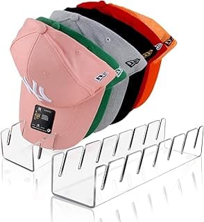 Hat Stand for Baseball Caps, 2 Pack No Install Acrylic Hat Organizer for 14 Baseball Caps Storage Organizer, Hat Racks Hat Holder Display a...
