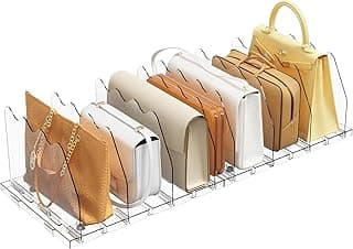 SPACEKEEPER Adjustable Shelf Divider for Closet, Clear Purse Organizers for Closet Acrylic Handbag Separators Storage Organizer Bookshelf S...