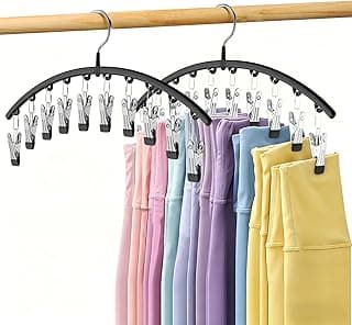Volnamal Legging Organizer for Closet, 2 Pack Metal Yoga Pants Hangers w/10 Clips Holds 20 Leggings, Space Saving Hanging Closet Organizer...